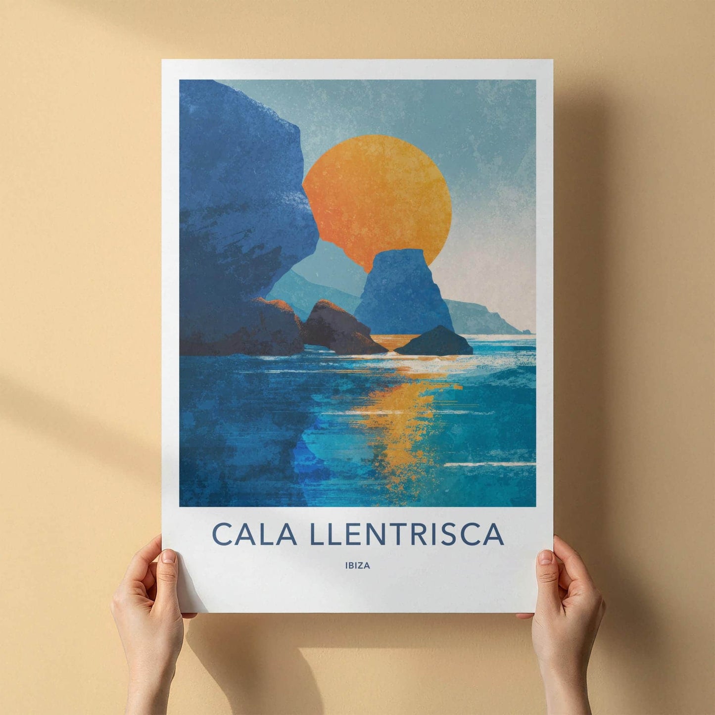 Cala Llentrisca Poster - Spain Scenic Art - Vibrant Coastal Rocks Wall Decor