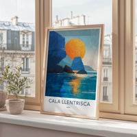 Cala Llentrisca Poster - Spain Scenic Art - Vibrant Coastal Rocks Wall Decor