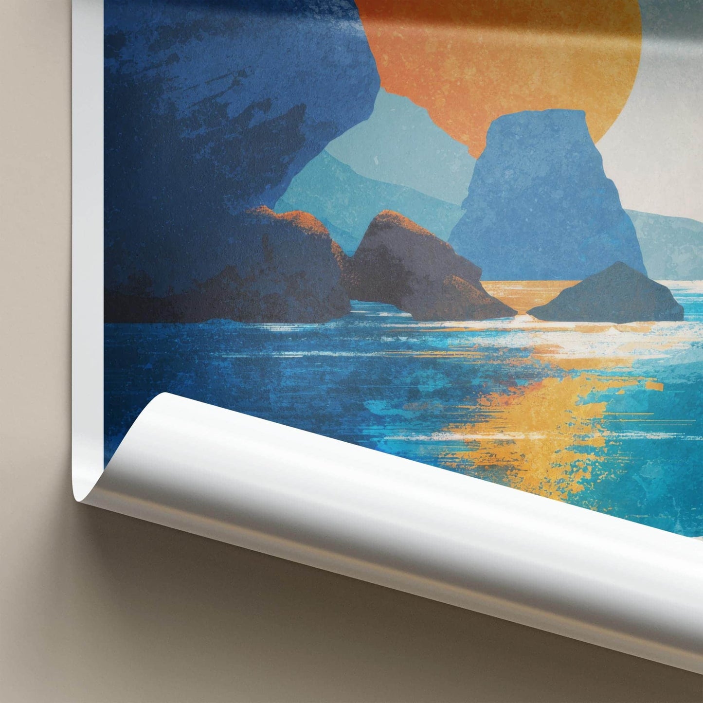 Cala Llentrisca Poster - Spain Scenic Art - Vibrant Coastal Rocks Wall Decor