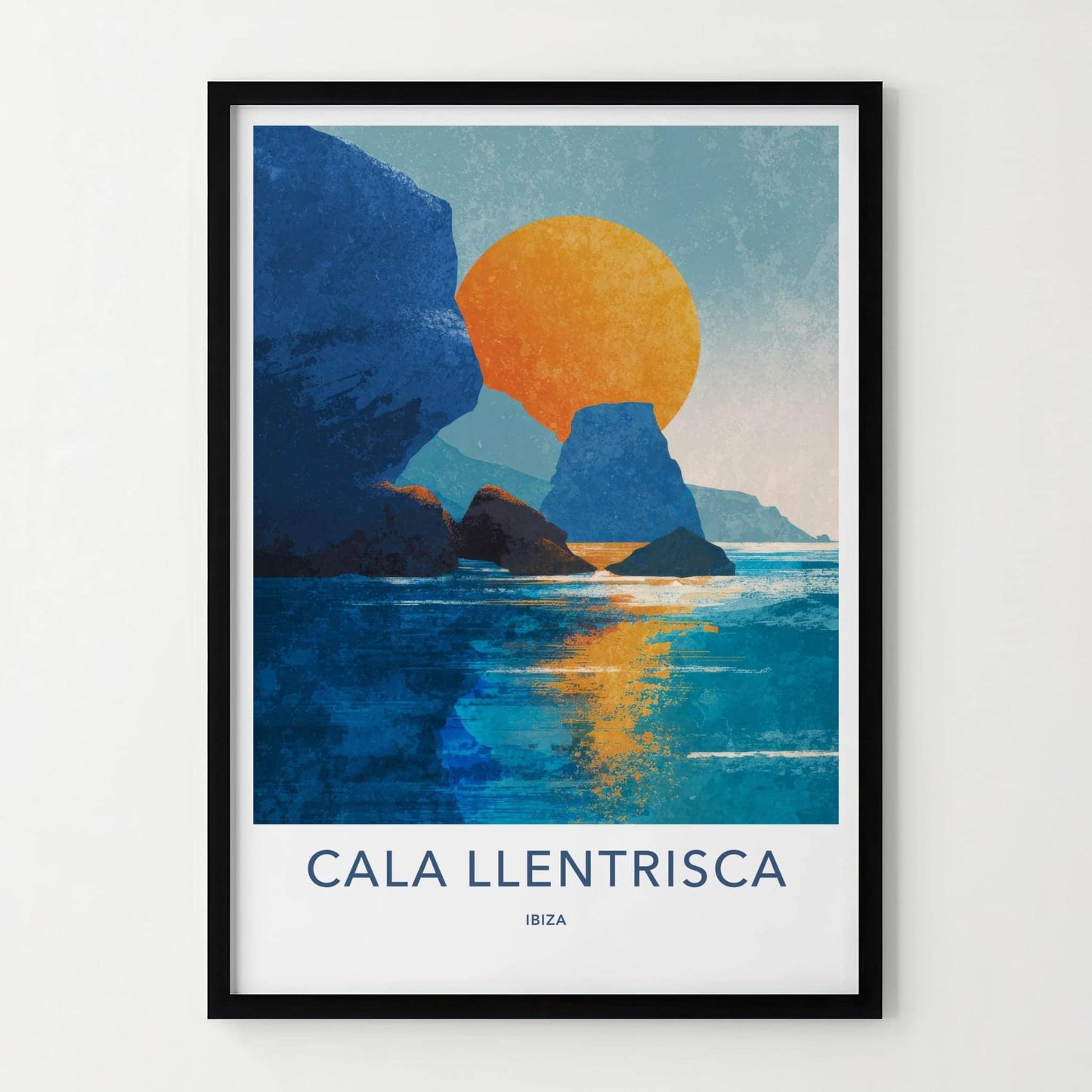 Cala Llentrisca Poster - Spain Scenic Art - Vibrant Coastal Rocks Wall Decor