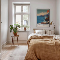 Cala Llentrisca Poster - Spain Travel Art - Orange Sun Seascape Wall Decor