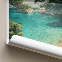 Cala Mitjana Poster - Spain Travel Art - Clear Blue Cove Wall Decor