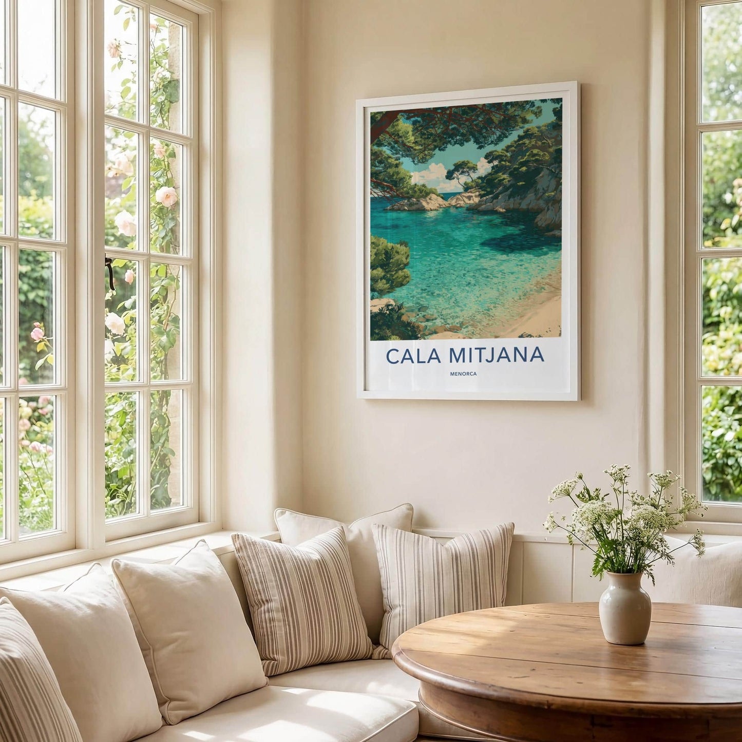 Cala Mitjana Poster - Spain Travel Art - Clear Blue Cove Wall Decor