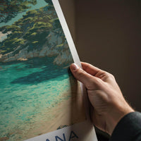 Cala Mitjana Poster - Spain Travel Art - Clear Blue Cove Wall Decor