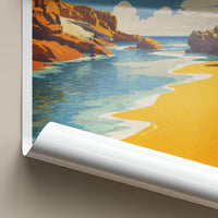Cala Pregonda Poster - Spain Travel Art - Azure Coastal Rocks Room Decor
