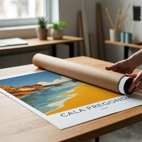 Cala Pregonda Poster - Spain Travel Art - Azure Coastal Rocks Room Decor