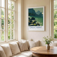 Cala Tuent Poster - Spain Scenic Art - turquoise waters cliffs Decor