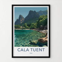Cala Tuent Poster - Spain Travel Art - Clear Aqua Waters Home Decor
