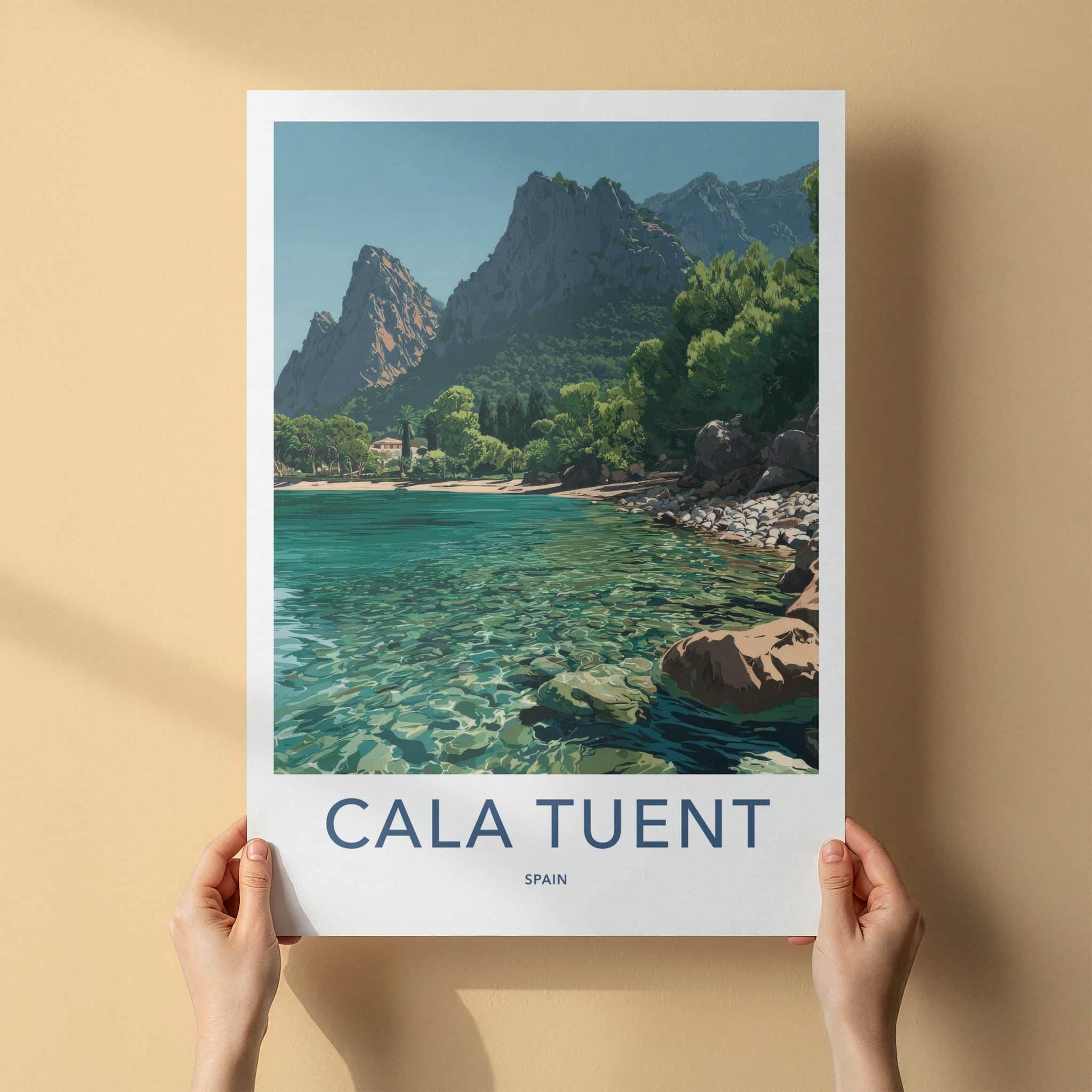Cala Tuent Poster - Spain Travel Art - Clear Aqua Waters Home Decor