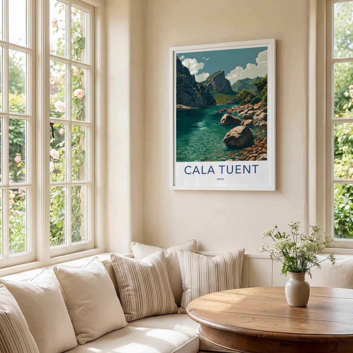 Cala Tuent Poster - Spain Travel Art - Rugged Coastal Inlet Home Decor