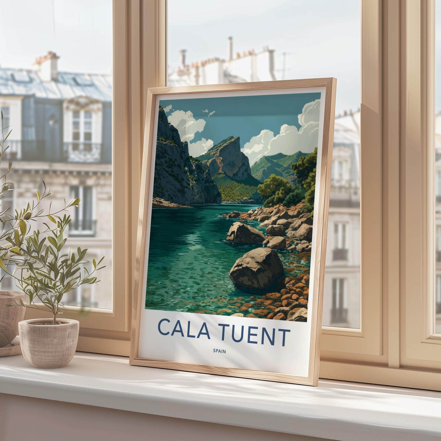 Cala Tuent Poster - Spain Travel Art - Rugged Coastal Inlet Home Decor