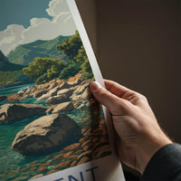 Cala Tuent Poster - Spain Travel Art - Rugged Coastal Inlet Home Decor