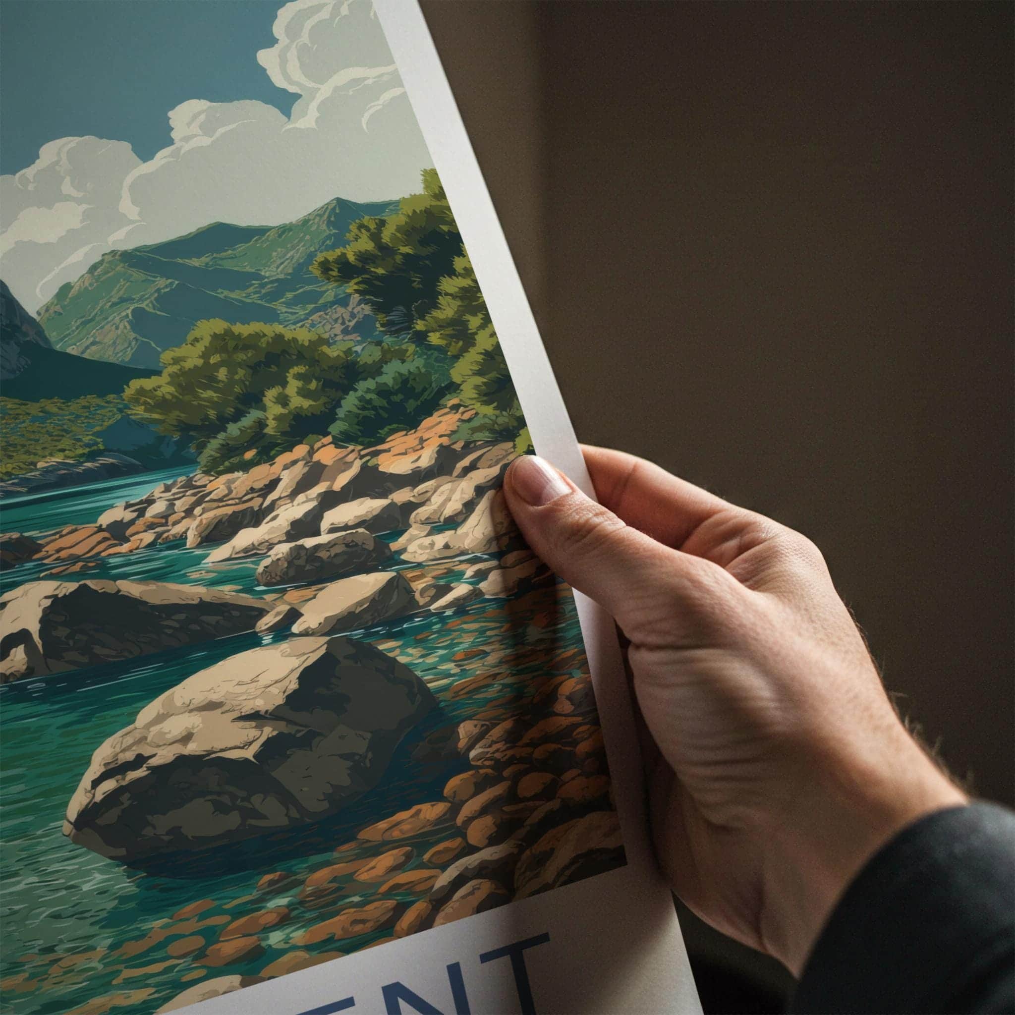Cala Tuent Poster - Spain Travel Art - Rugged Coastal Inlet Home Decor