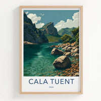 Cala Tuent Poster - Spain Travel Art - Rugged Coastal Inlet Home Decor