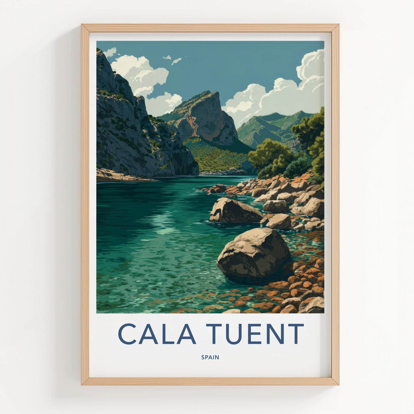 Cala Tuent Poster - Spain Travel Art - Rugged Coastal Inlet Home Decor