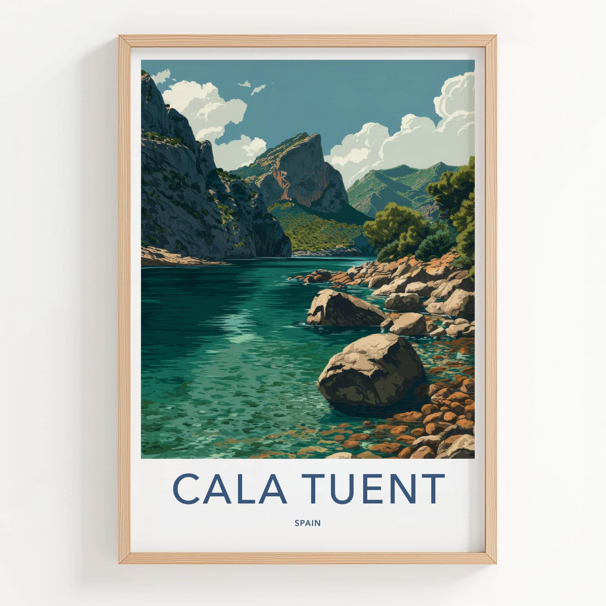 Cala Tuent Poster - Spain Travel Art - Rugged Coastal Inlet Home Decor