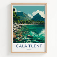Cala Tuent Poster - Spain Travel Art - Turquoise Water Cove Home Decor