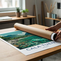 Cala Tuent Poster - Spain Travel Art - Turquoise Water Cove Home Decor