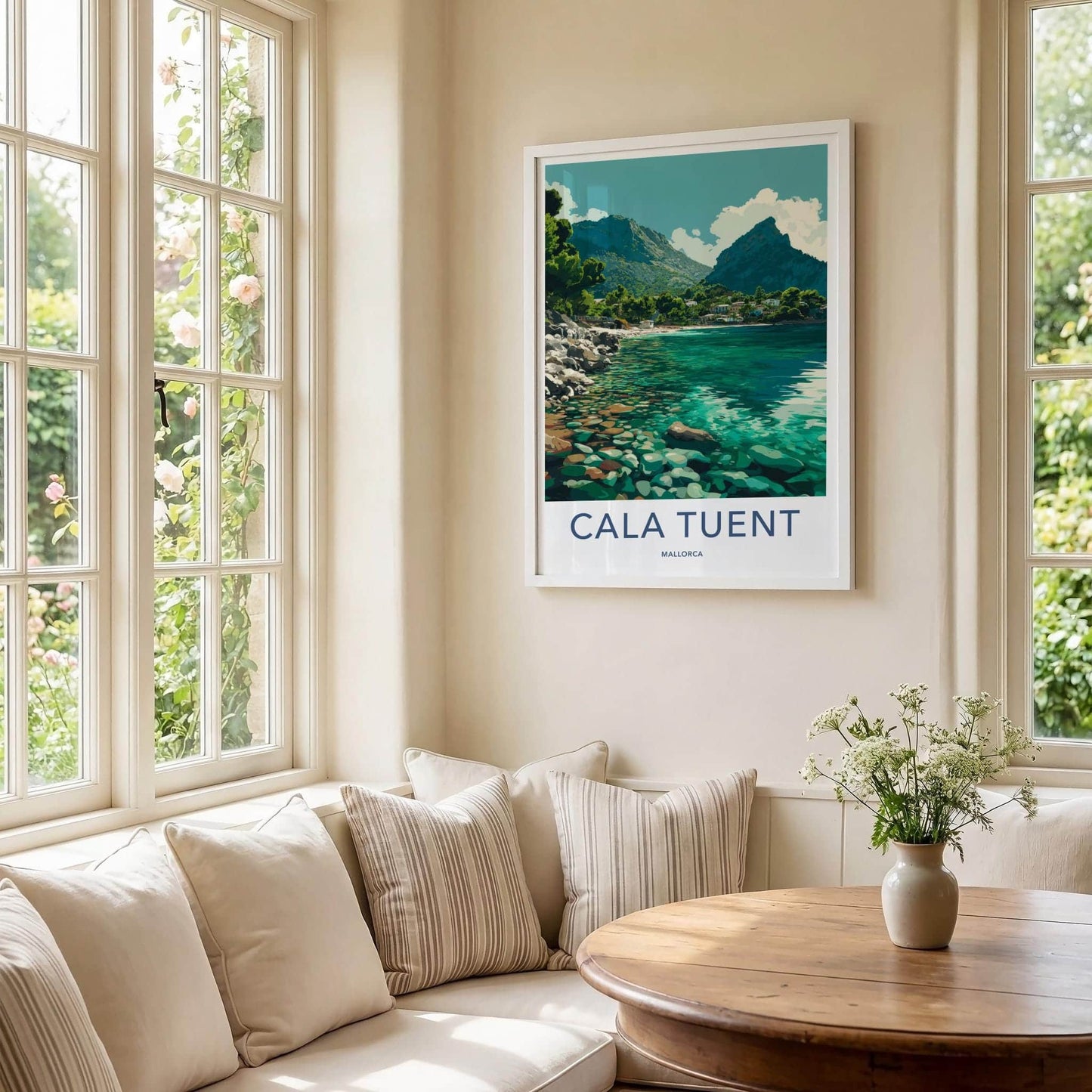 Cala Tuent Poster - Spain Travel Art - Turquoise Water Cove Home Decor