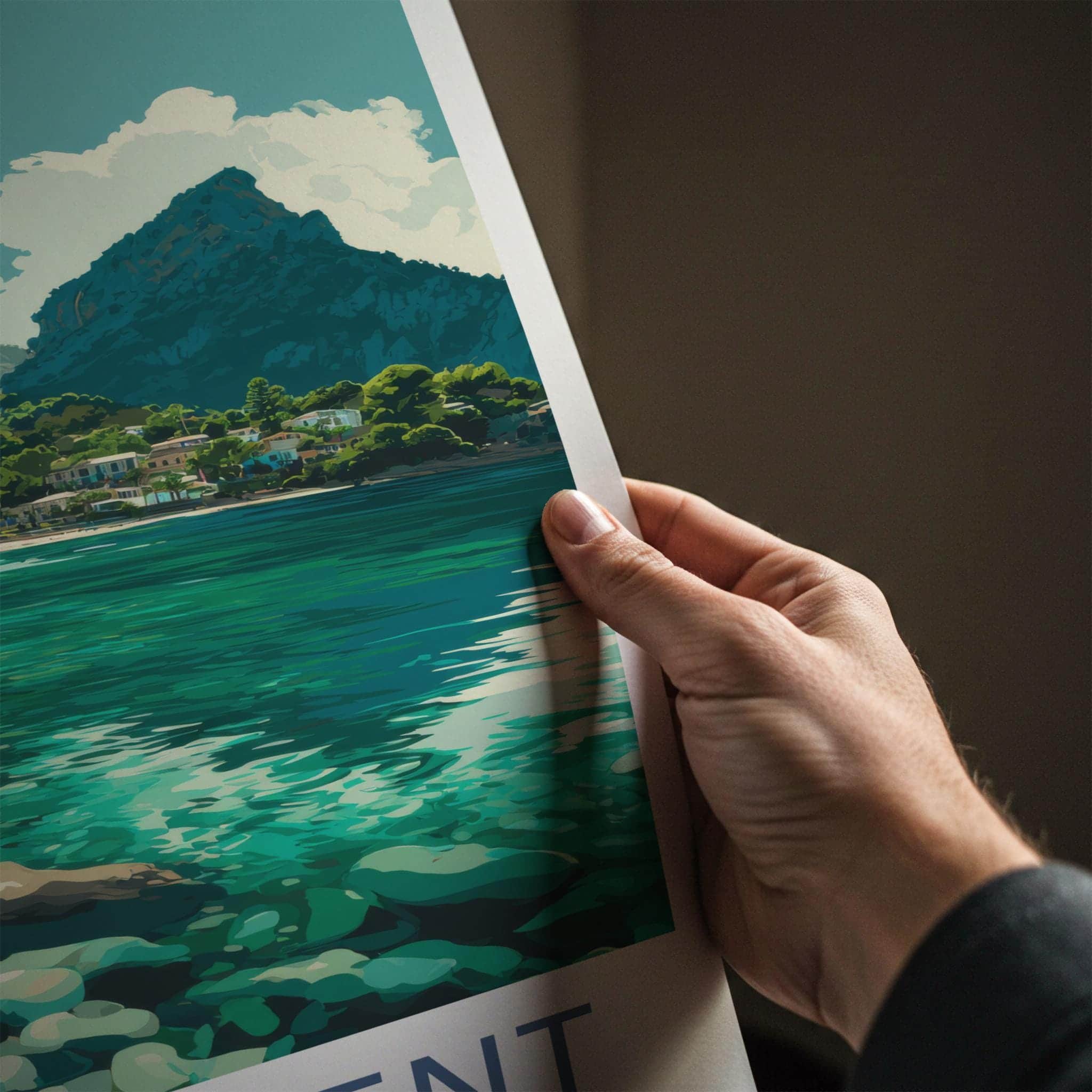 Cala Tuent Poster - Spain Travel Art - Turquoise Water Cove Home Decor