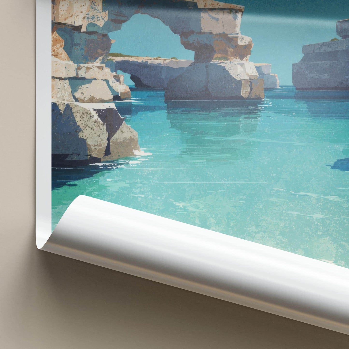 Cala Varques Poster - Spain Travel Art - Turquoise Archway Cove Home Decor