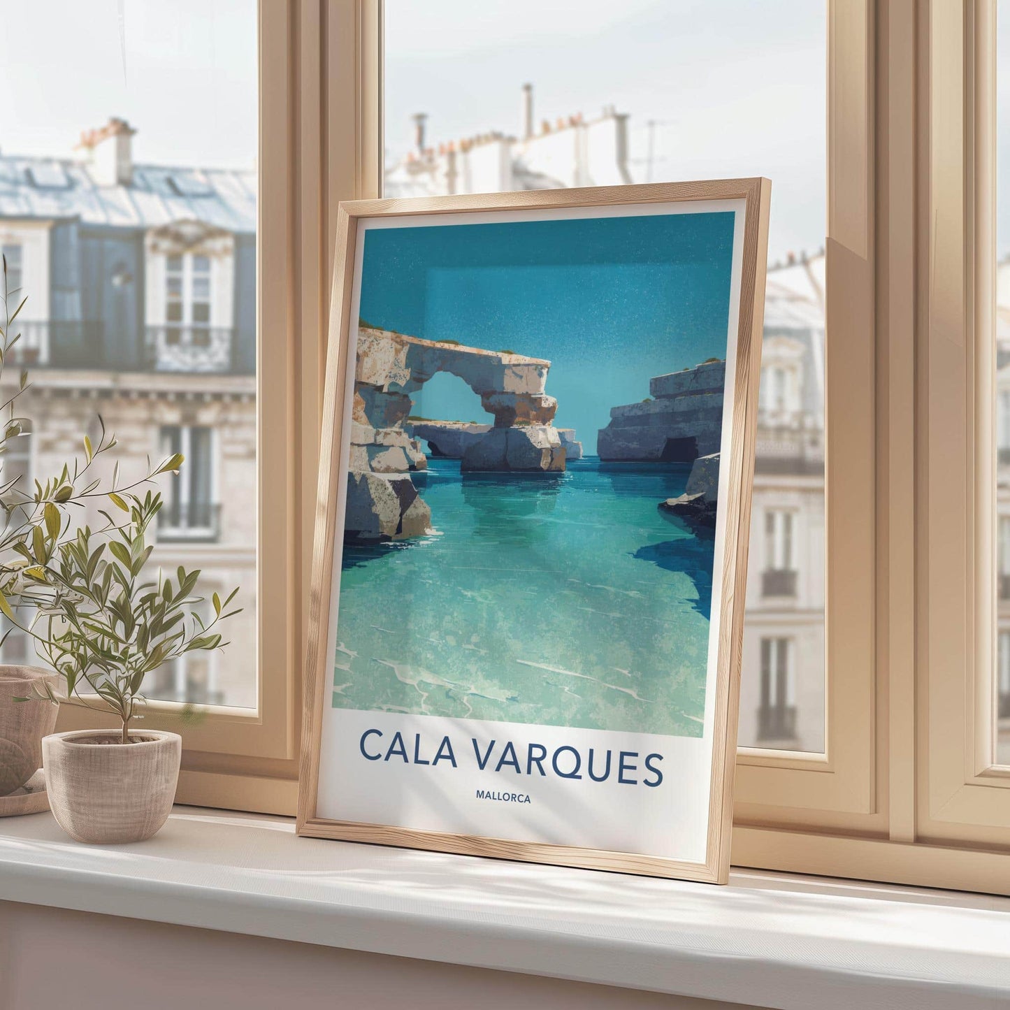 Cala Varques Poster - Spain Travel Art - Turquoise Archway Cove Home Decor