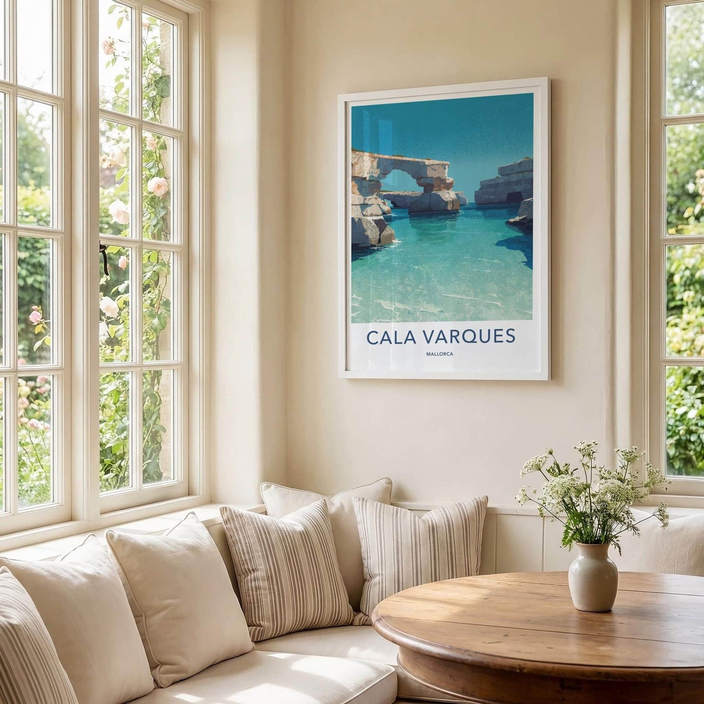 Cala Varques Poster - Spain Travel Art - Turquoise Archway Cove Home Decor