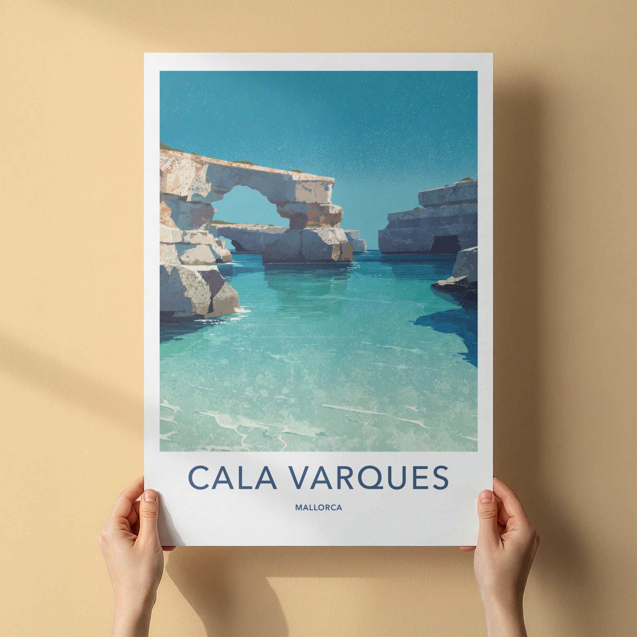 Cala Varques Poster - Spain Travel Art - Turquoise Archway Cove Home Decor