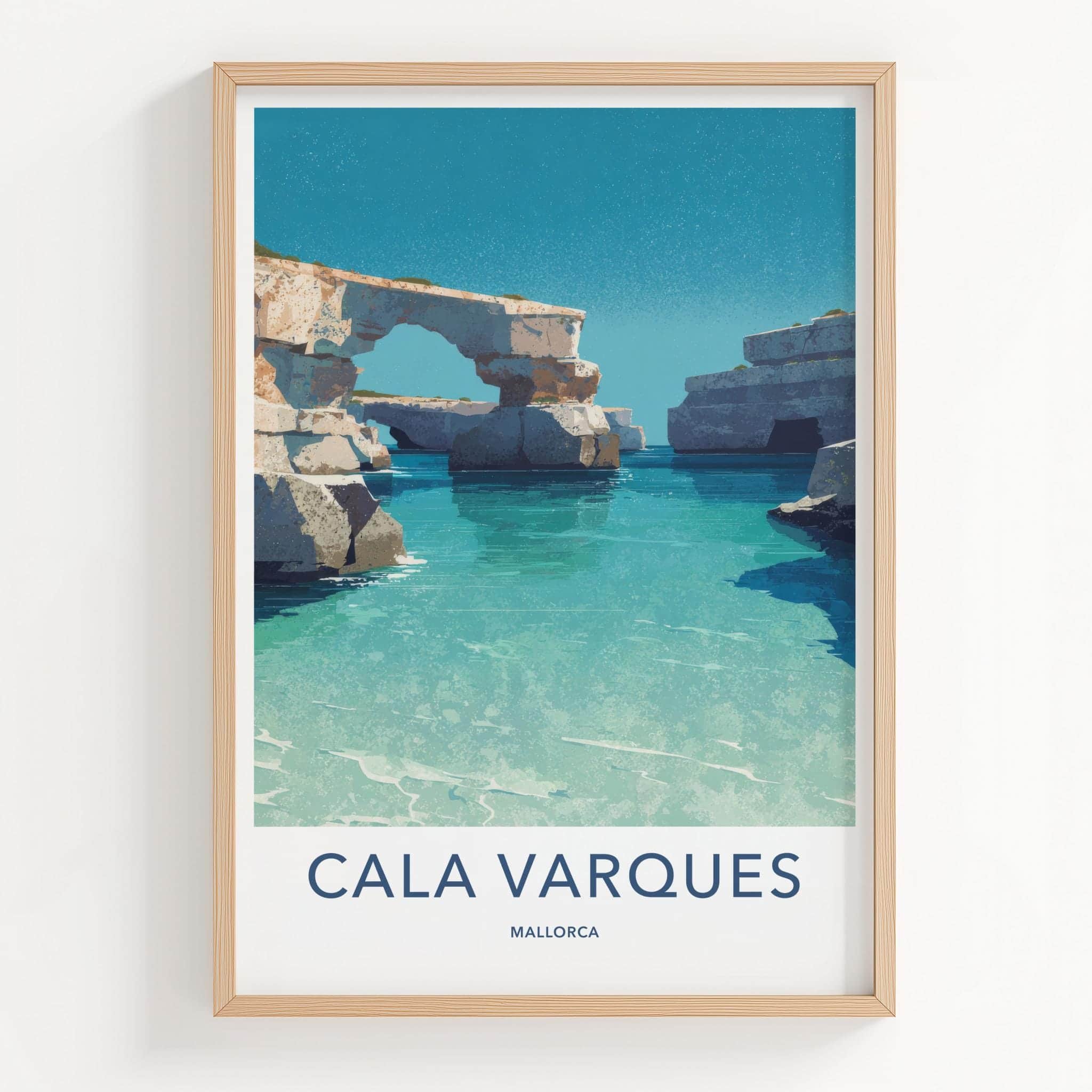 Cala Varques Poster - Spain Travel Art - Turquoise Archway Cove Home Decor