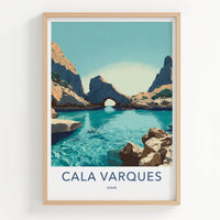 Cala Varques Poster - Spain Travel Art - Turquoise Water Arch Wall Decor
