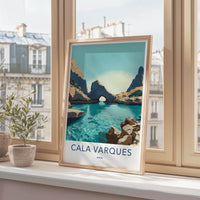 Cala Varques Poster - Spain Travel Art - Turquoise Water Arch Wall Decor