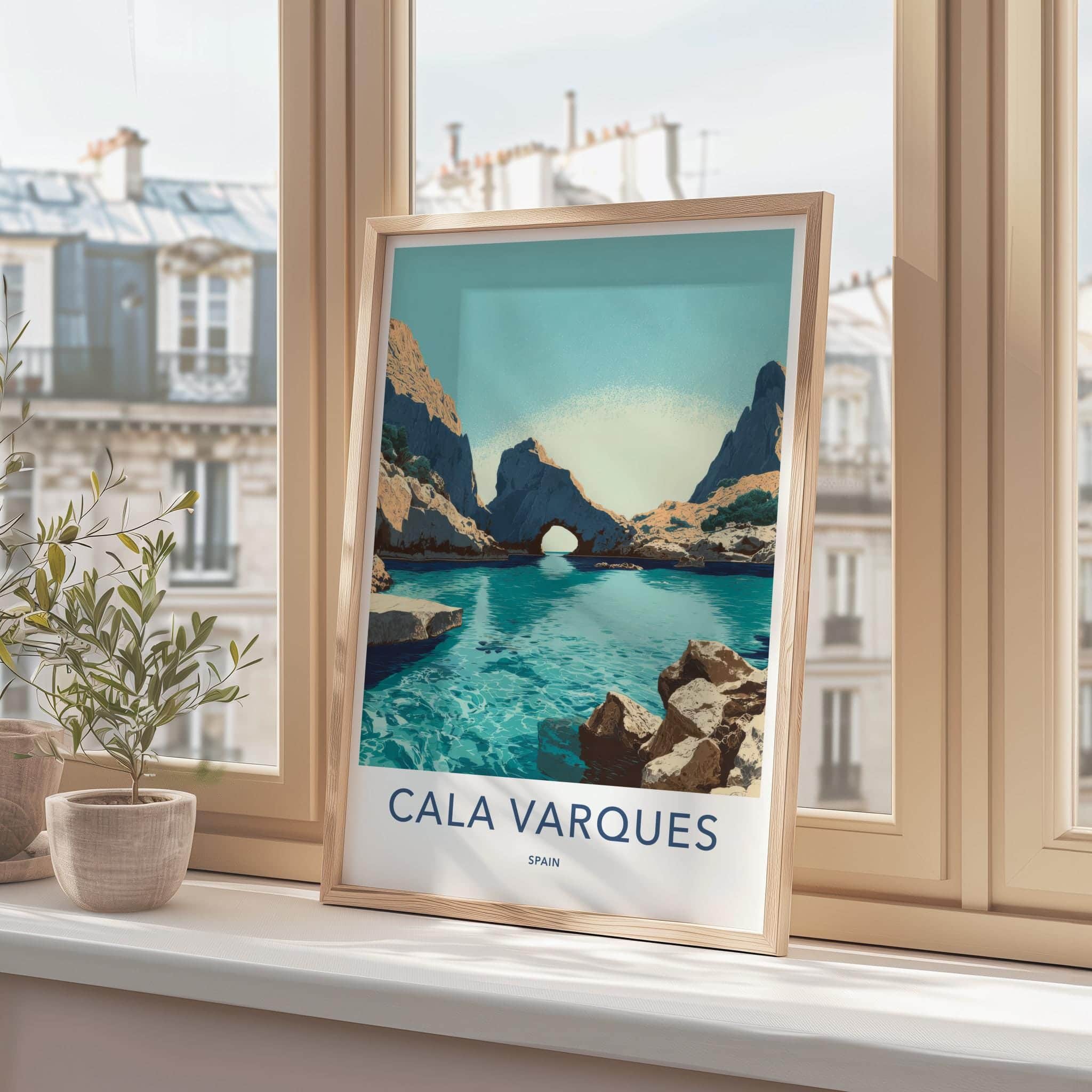 Cala Varques Poster - Spain Travel Art - Turquoise Water Arch Wall Decor