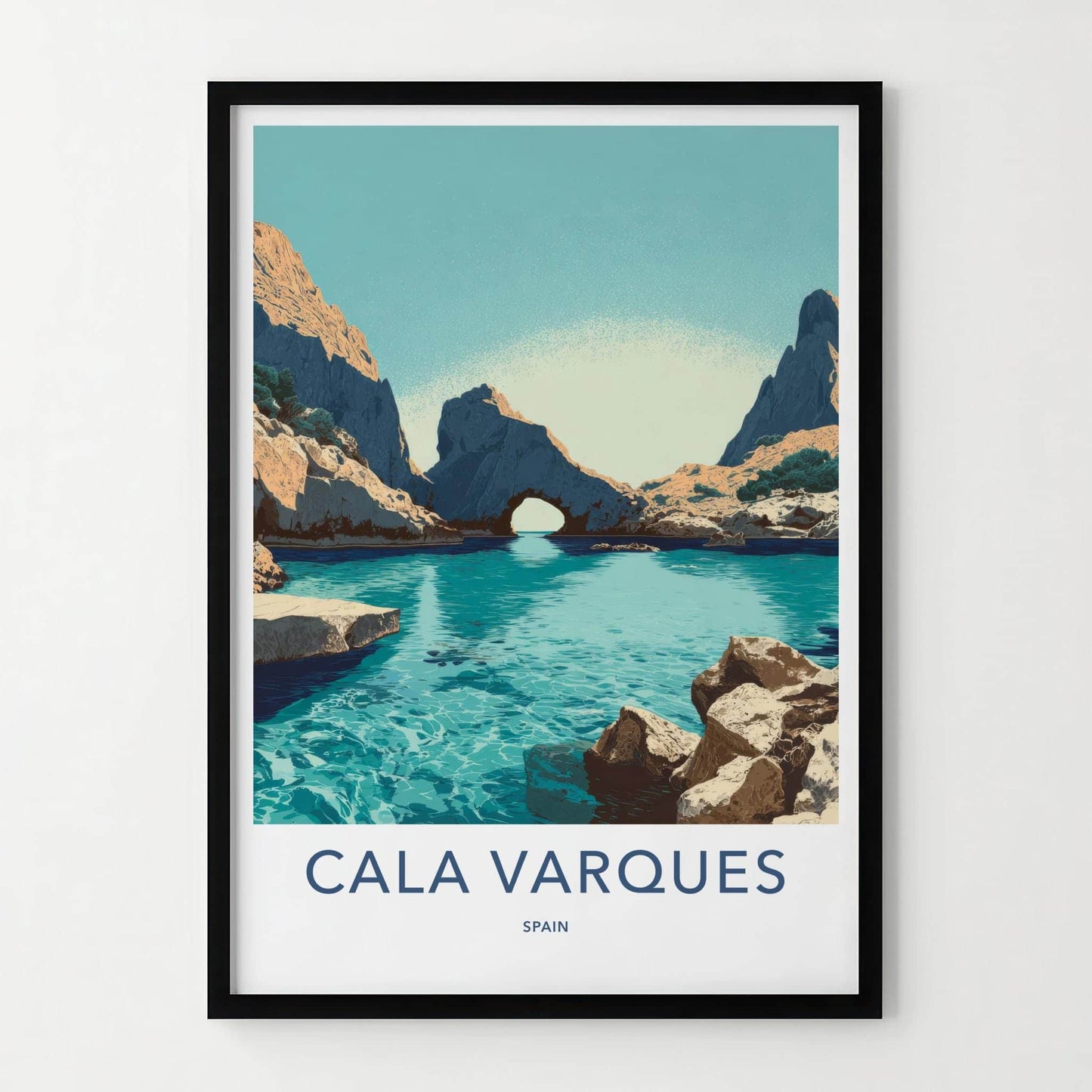 Cala Varques Poster - Spain Travel Art - Turquoise Water Arch Wall Decor