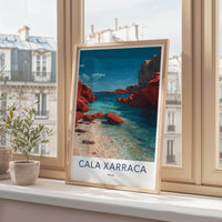Cala Xarraca Poster - Spain Travel Art - Turquoise water cove Home Decor