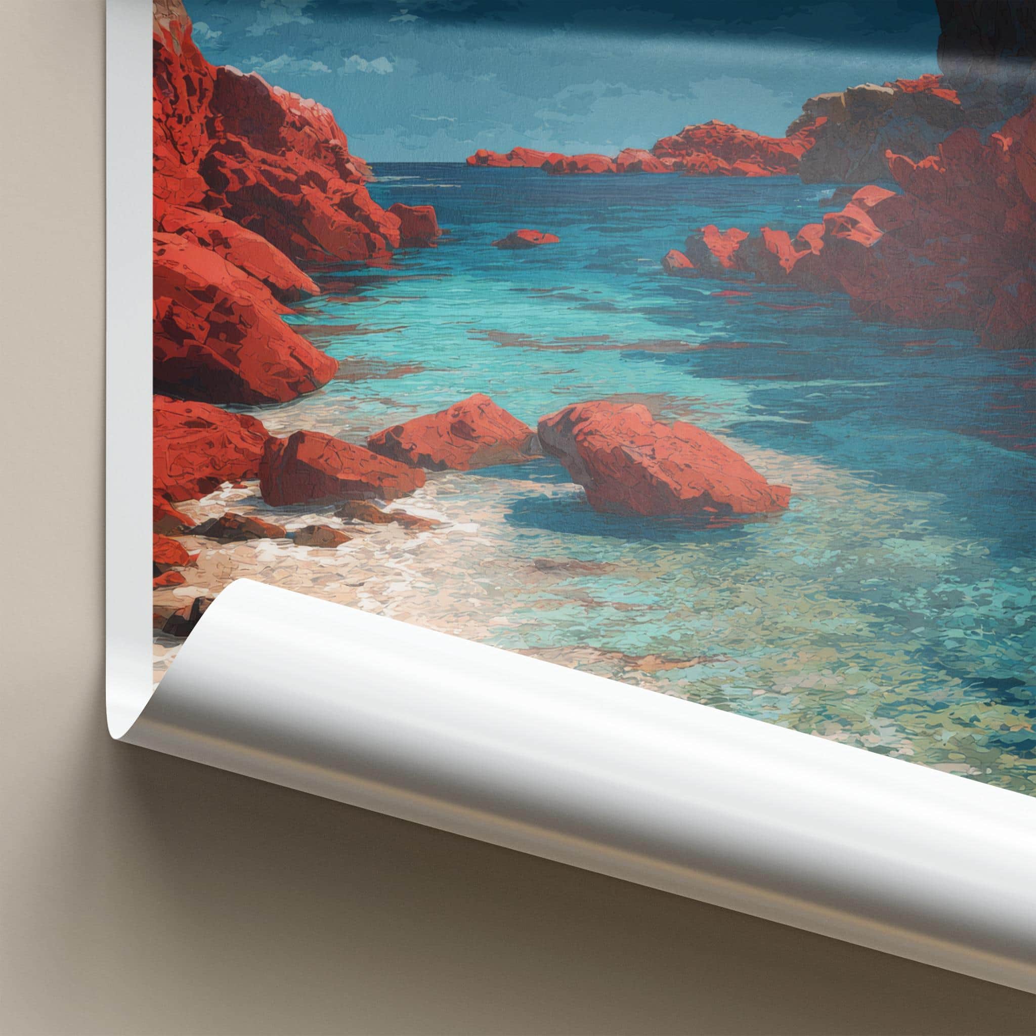 Cala Xarraca Poster - Spain Travel Art - Turquoise water cove Home Decor