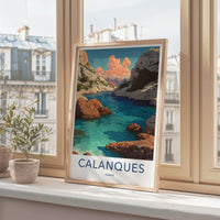 Calanques Poster - France Art Print - Azure Water Cliffs Home Decor
