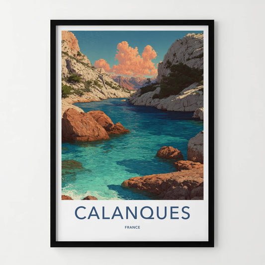 Calanques Poster - France Art Print - Azure Water Cliffs Home Decor