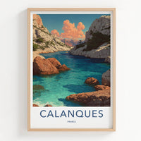 Calanques Poster - France Art Print - Azure Water Cliffs Home Decor