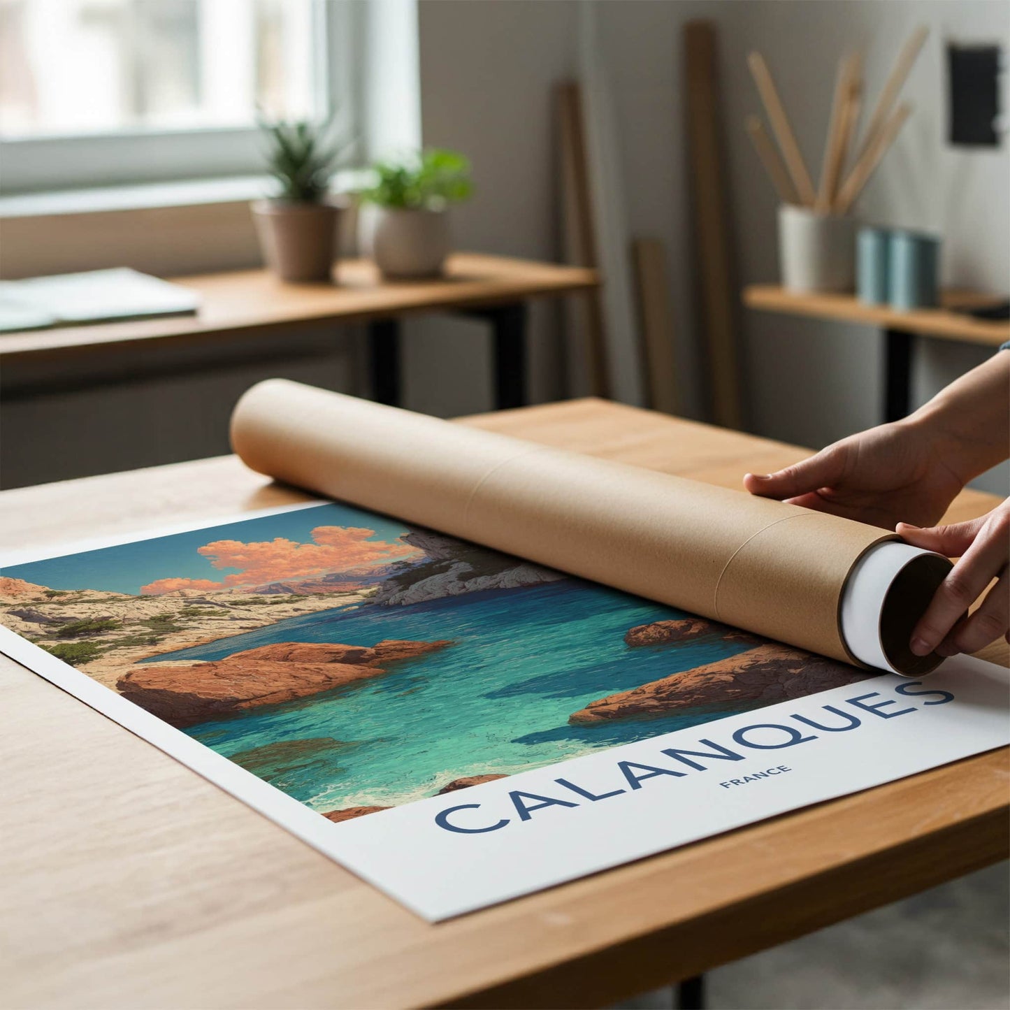 Calanques Poster - France Art Print - Azure Water Cliffs Home Decor