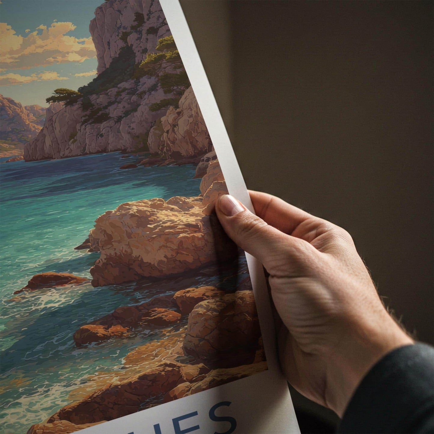 Calanques Poster - France Scenic Art - Turquoise ocean cliffs Home Decor