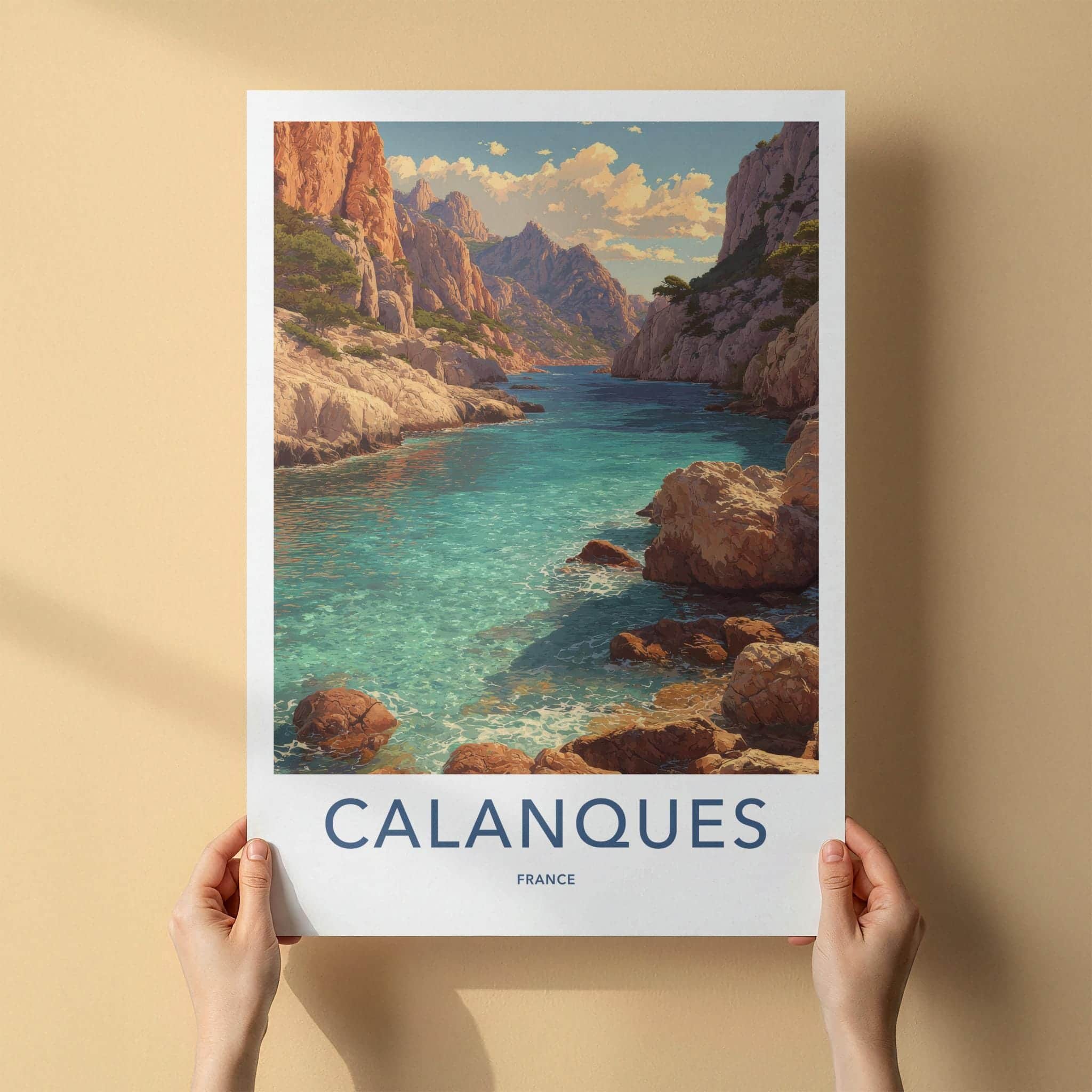 Calanques Poster - France Scenic Art - Turquoise ocean cliffs Home Decor