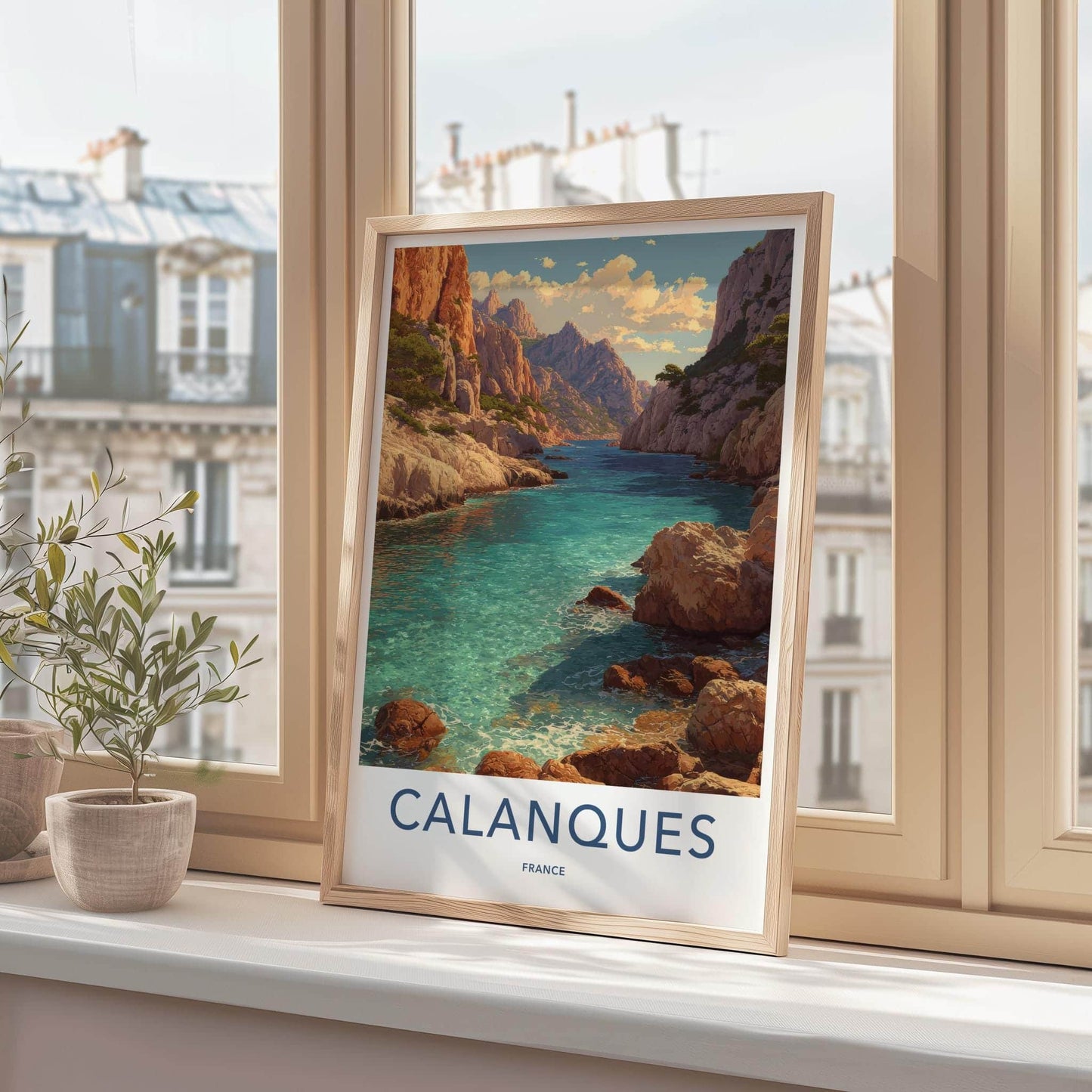 Calanques Poster - France Scenic Art - Turquoise ocean cliffs Home Decor