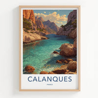 Calanques Poster - France Scenic Art - Turquoise ocean cliffs Home Decor