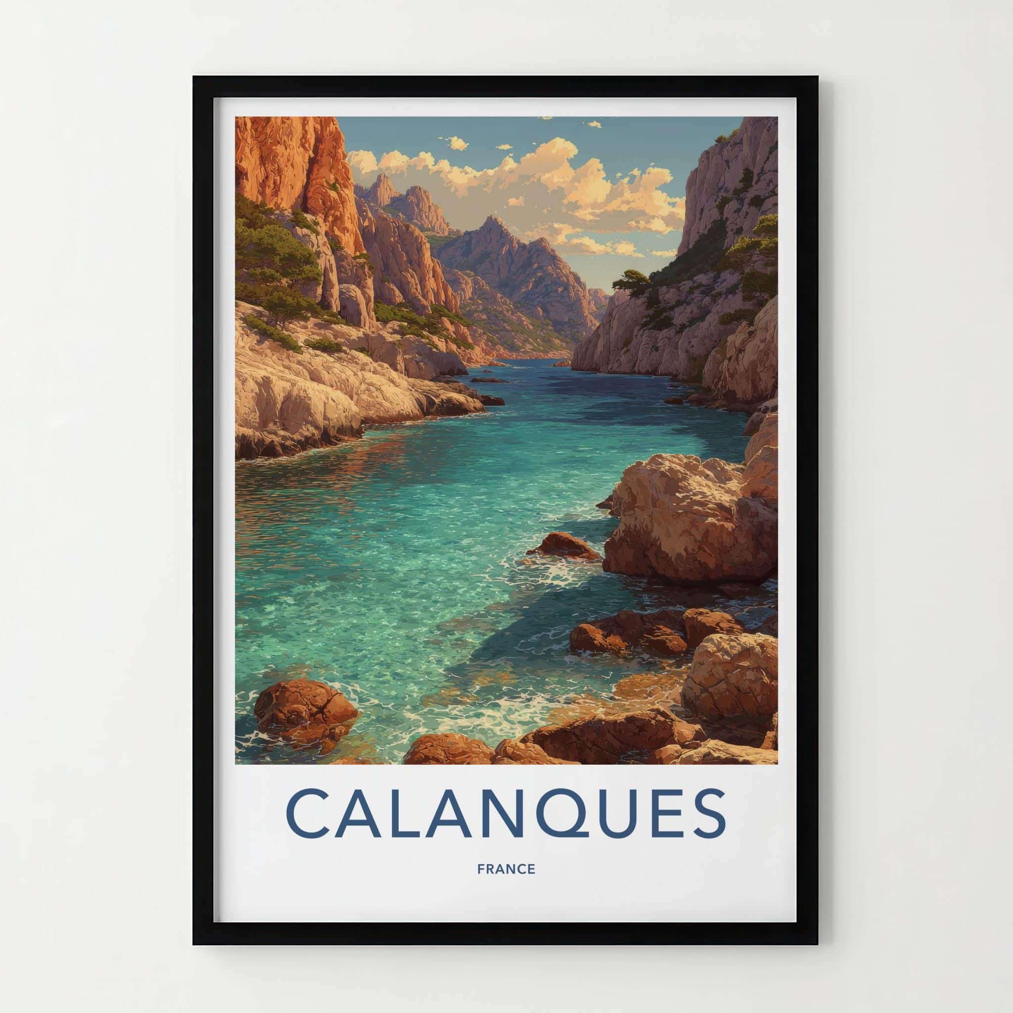 Calanques Poster - France Scenic Art - Turquoise ocean cliffs Home Decor