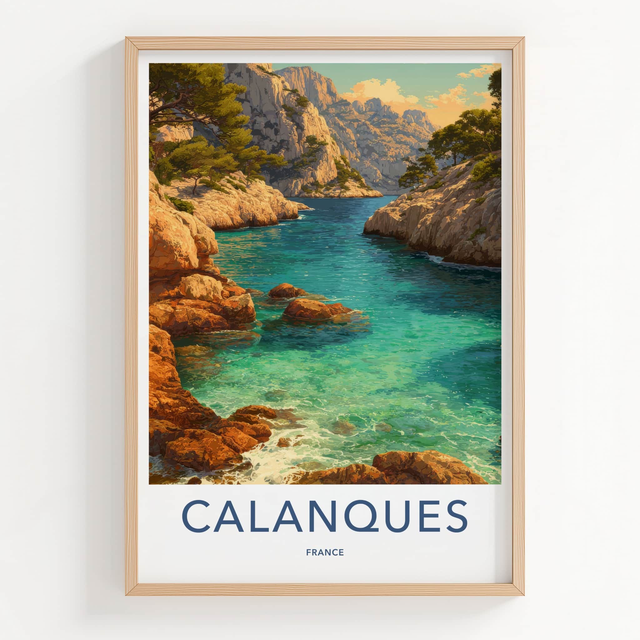 Calanques Poster - France Travel Art - Rocky Shoreline Inlet Home Decor