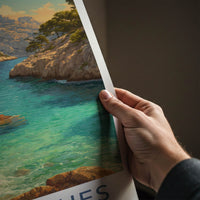 Calanques Poster - France Travel Art - Rocky Shoreline Inlet Home Decor