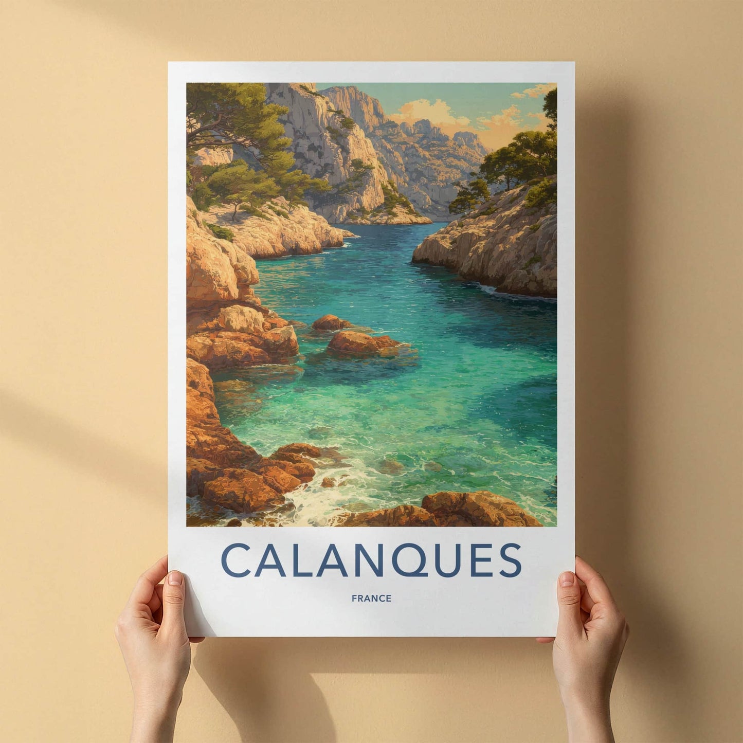 Calanques Poster - France Travel Art - Rocky Shoreline Inlet Home Decor