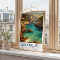 Calanques Poster - France Travel Art - Rocky Shoreline Inlet Home Decor