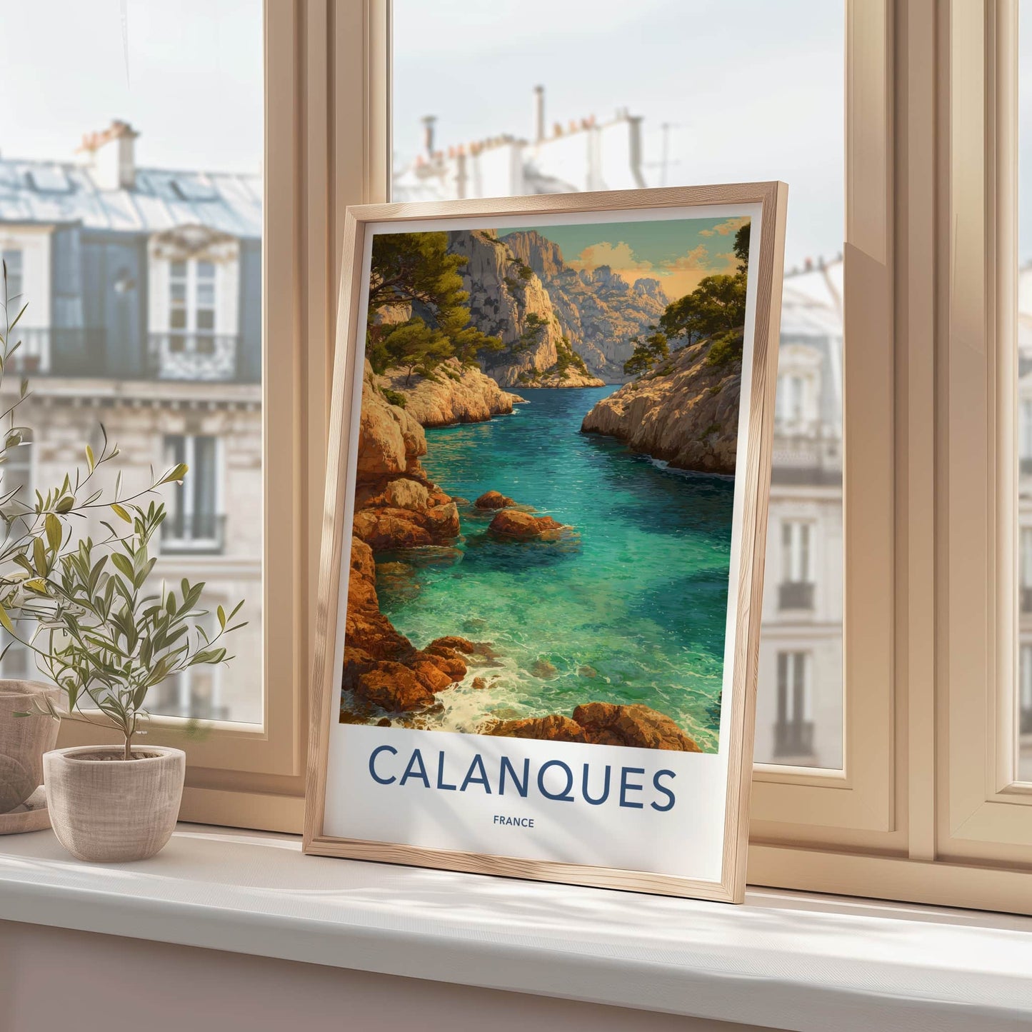 Calanques Poster - France Travel Art - Rocky Shoreline Inlet Home Decor