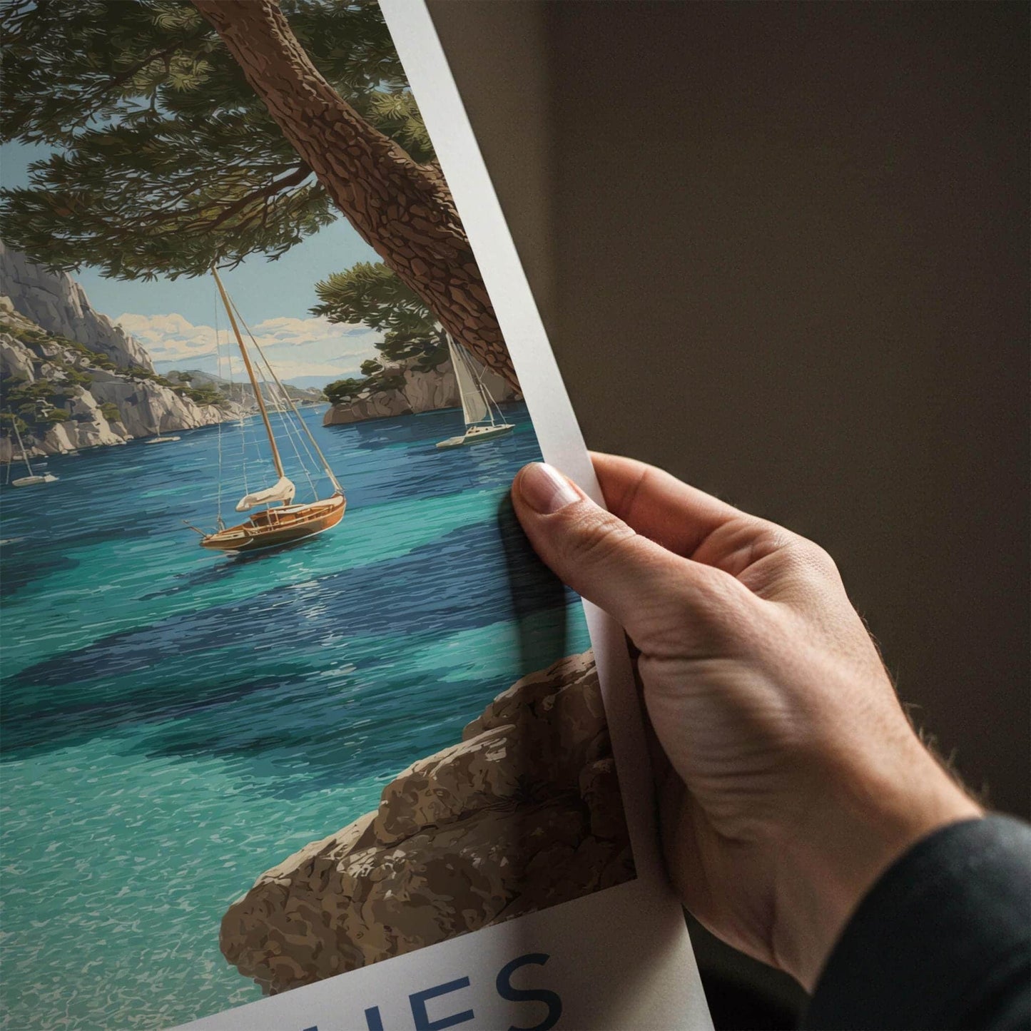 Calanques Poster - France Travel Art - Turquoise Bay Cliffs Room Decor